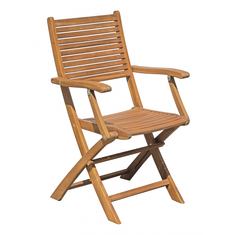 Set Di 2 Sedie Pietrasanta In Acacia Pieghevole Con Braccioli Moia