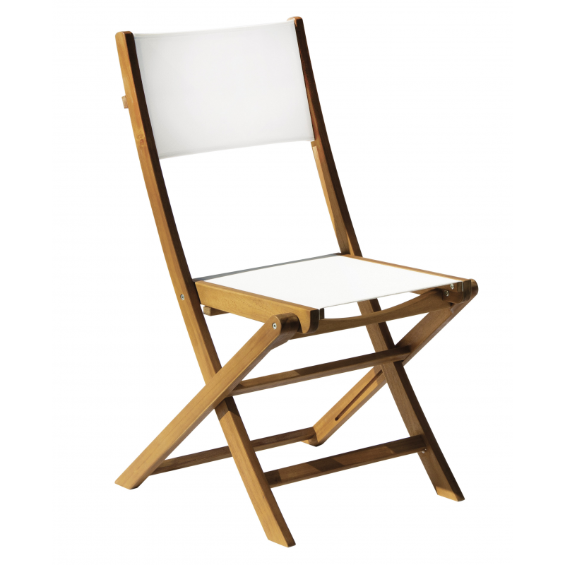 Set Di 2 Sedie Venturina In Acacia Pieghevole Con Textilene Senza Braccioli Moia