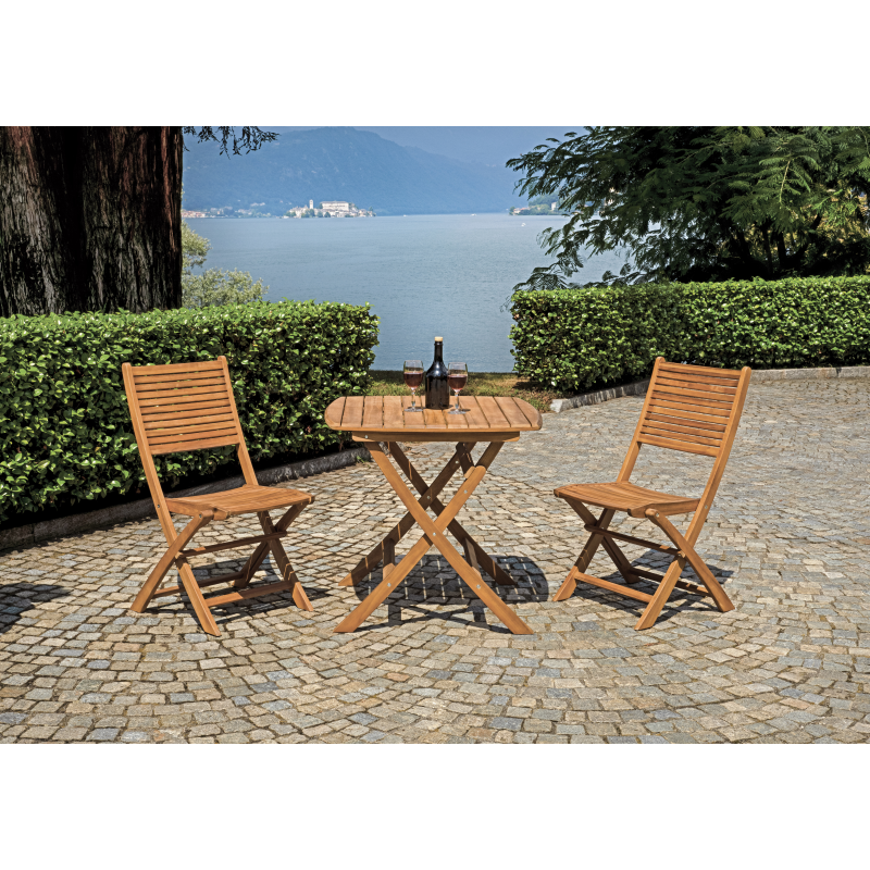 Tavolo Piombino In Acacia Pieghevole 80X80 Moia