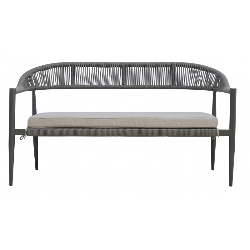 Salotto Milano In Alluminio Antracite + Seduta E Schienale In Wicker Grigio Moia