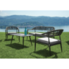 Salotto Milano In Alluminio Antracite + Seduta E Schienale In Wicker Grigio Moia