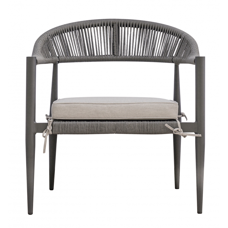 Salotto Milano In Alluminio Antracite + Seduta E Schienale In Wicker Grigio Moia