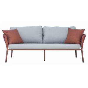 Zoom Salotto Maratea In Alluminio Rosso Antico E Corda Mattone - Pillow Marrone E Grigio Moia