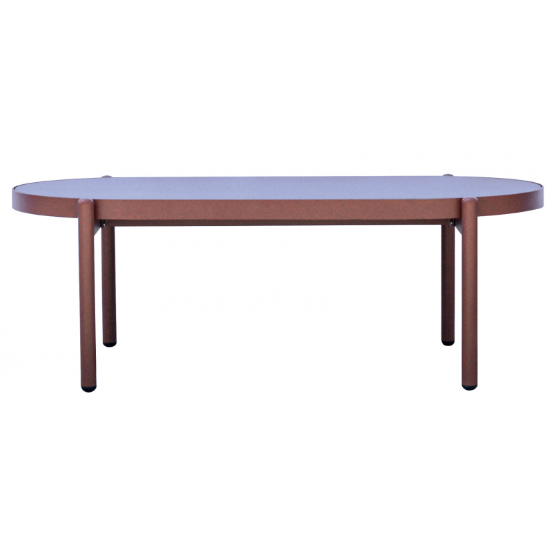 Salotto Maratea In Alluminio Rosso Antico E Corda Mattone - Pillow Marrone E Grigio Moia