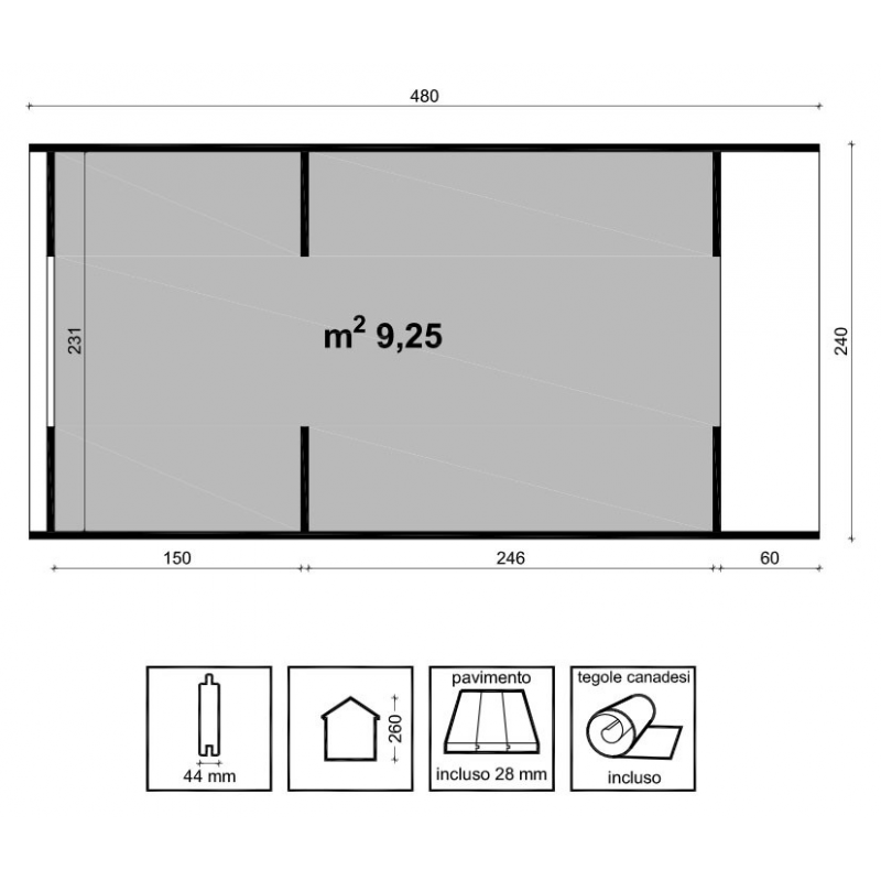 Camping Pod Cm. 240X480 Losa