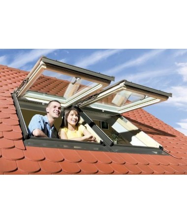 FINESTRA DA TETTO FPP-V P2 DOPPIA APERTURA MANUALE pino naturale