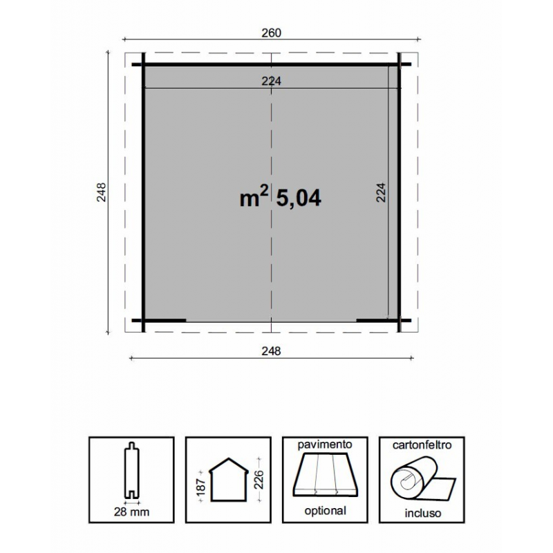 Casetta Noemi Cm 250X250 Losa