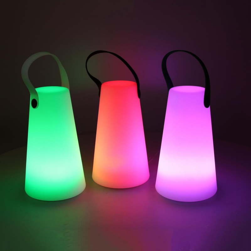 Lampada led plastica ricaricabile multicolor tondo cmø12h20