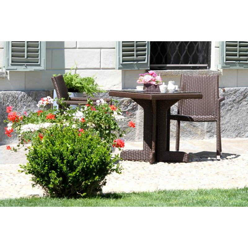 Poltrona adila polyrattan noce quadro cm60x61h44/46/65/88