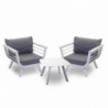 Salotto alluminio Riverside bianco con cuscini grigio 3 pezzi