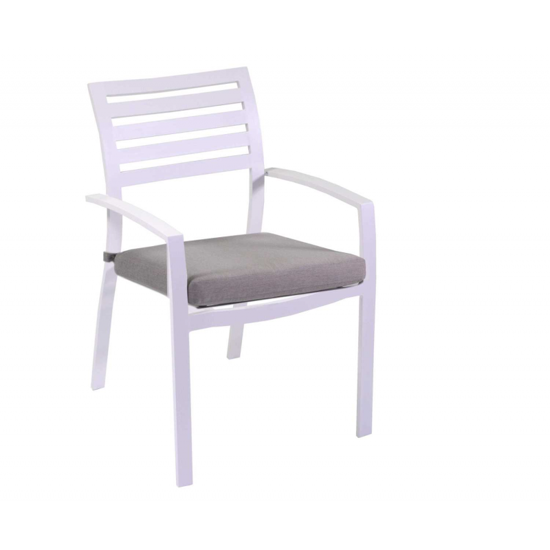 Poltrona alluminio new Boston bianco con cuscini grigio cm58x57h88