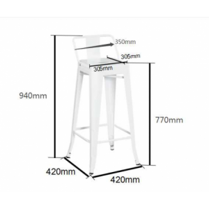 Zoom Sgabello ferro new bristol bianco seduta legno cm 42x42h77/94