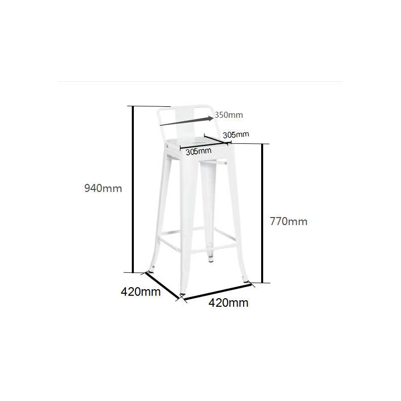 Sgabello ferro new bristol bianco seduta legno cm42x42h77/94
