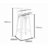 Sgabello ferro new bristol bianco seduta legno cm42x42h77/94