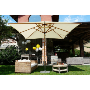Zoom Ombrellone palo laterale Fibrasol wood Made in Italy - 300 x 300 cm