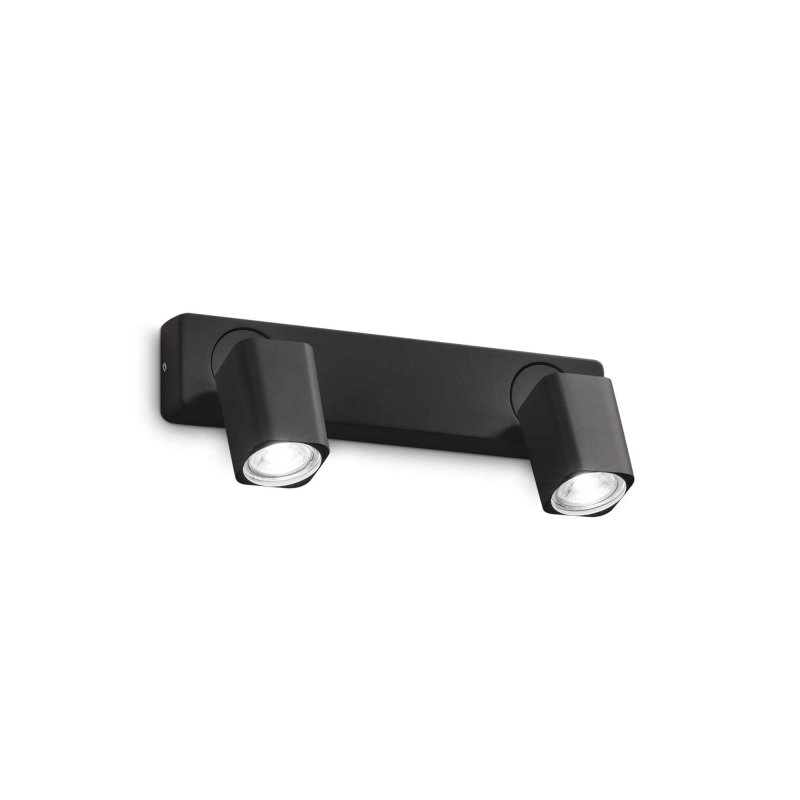 Lampada Da Parete Rudy Ap2 Square Nero Ideal-Lux