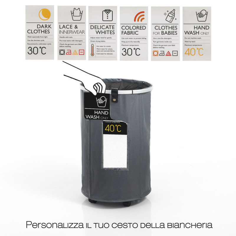 Cesto porta biancheria Laundry Round ø40 h65 cm con ruote — levantshop.live