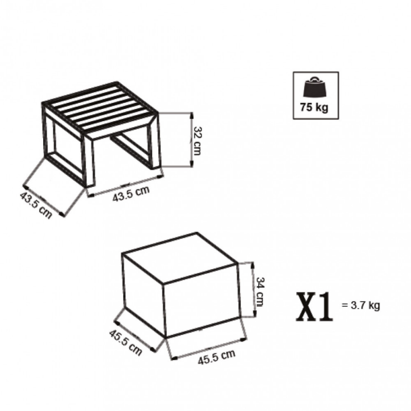 TAVOLINO CUBA 45 X 45