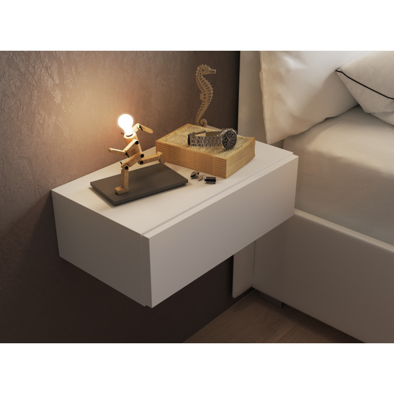 Comodino cassetto sospeso Mak Tomasucci H15×L45×P26 cm bianco opaco — levantshop.live