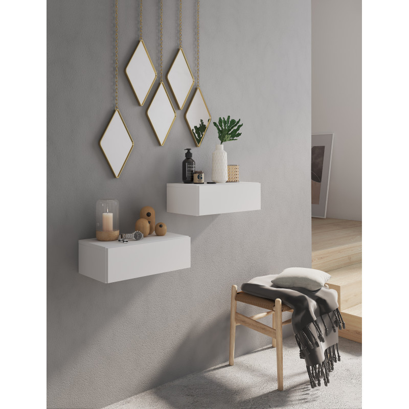 Comodino cassetto sospeso Mak Tomasucci H15×L45×P26 cm bianco opaco — levantshop.live