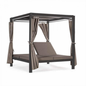 Gazebo Letto Timbuktu da Giardino in Legno e Tessuto