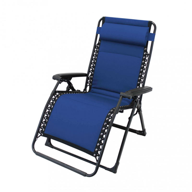 Sdraio Comfort XXL blu in acciaio e Oxford - Relax extra