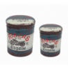 Set 2 Pouf Contenitore Tondo Moto Blu per Casa