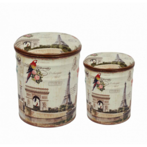Zoom SET DI 2 POUF CONTENITORE TONDO PARIGI