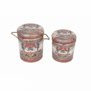 Zoom SET DI 2 POUF CONTENITORE TONDO MATTONE