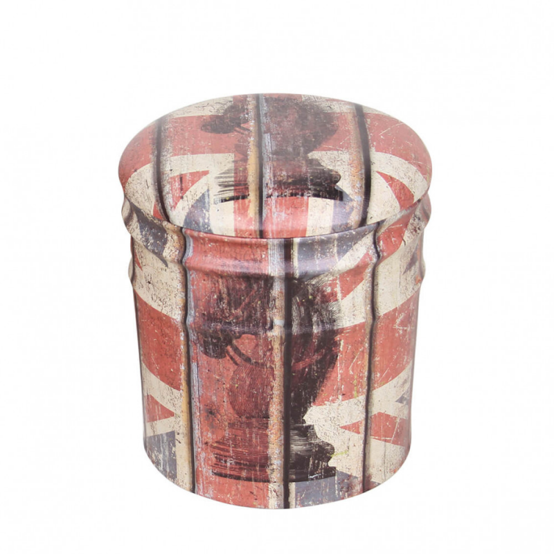 Set 2 Pouf Contenitore Tondo Panna e Rosso per Casa
