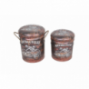 SET DI 2 POUF CONTENITORE TONDO MARRONE