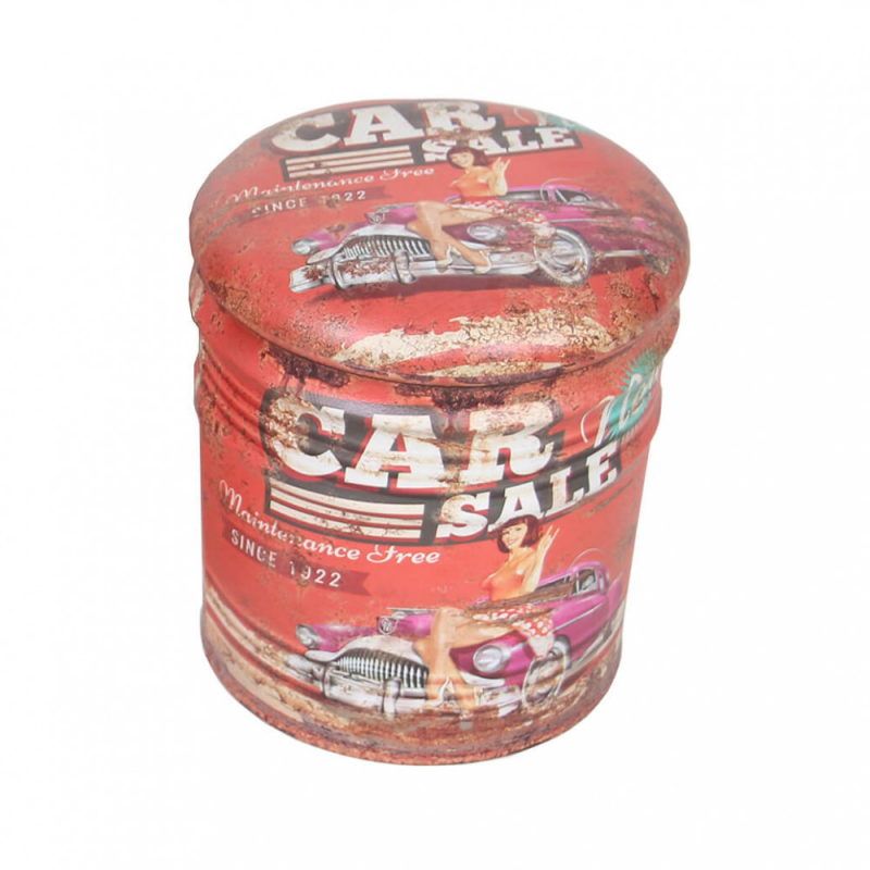 Set 2 Pouf Contenitore Tondo Rosso per Casa