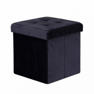 POUF CONTENITORE QUADRATO IN VELLUTO NERO