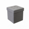 Pouf Contenitore Quadrato in Stoffa Grigio per Casa