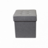 Pouf Contenitore Quadrato in Stoffa Grigio per Casa