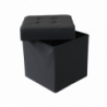 Pouf Contenitore Quadrato in Stoffa Nero per Casa