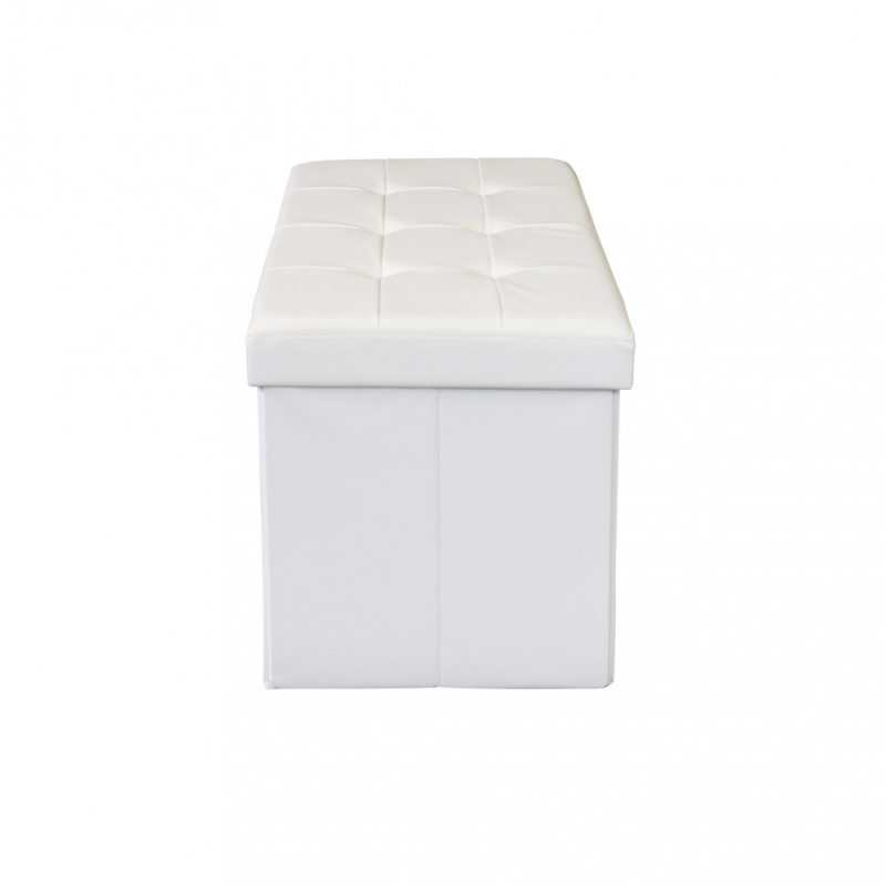 Pouf Contenitore Rettangolare in Ecopelle Bianco per Casa