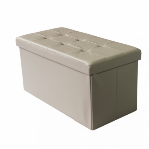 Pouf Contenitore Rettangolare in Ecopelle Naturale Casa