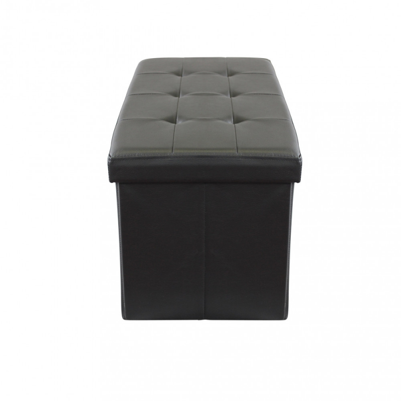 Pouf Contenitore Rettangolare in Ecopelle Nero per Casa