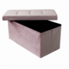 Pouf Contenitore Rettangolare in Velluto Rosa per Casa