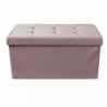 Pouf Contenitore Rettangolare in Velluto Rosa per Casa