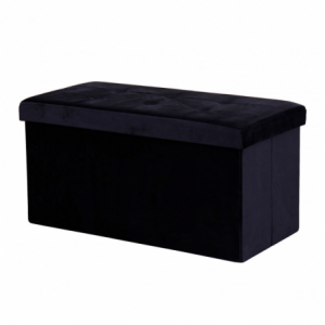 Pouf Contenitore Rettangolare in Velluto Nero per Casa