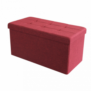Pouf Contenitore Rettangolare in Stoffa Bordeaux per Casa