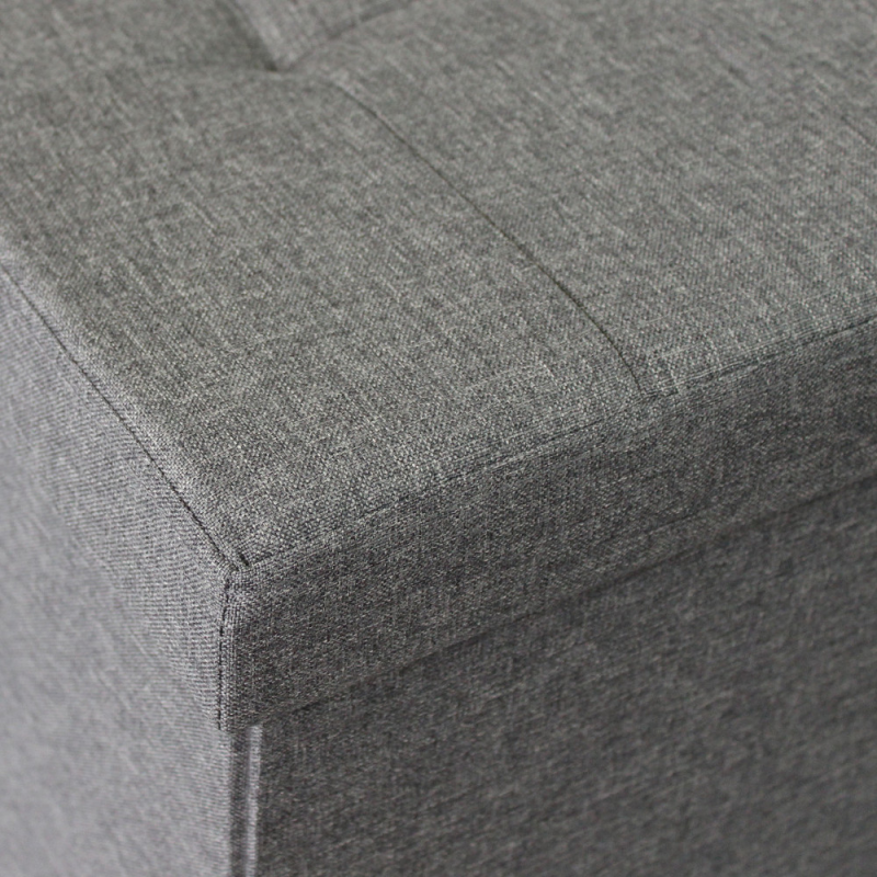 Pouf Contenitore Rettangolare in Stoffa Grigio per Casa