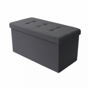 Pouf Contenitore Rettangolare in Stoffa Nero per Casa