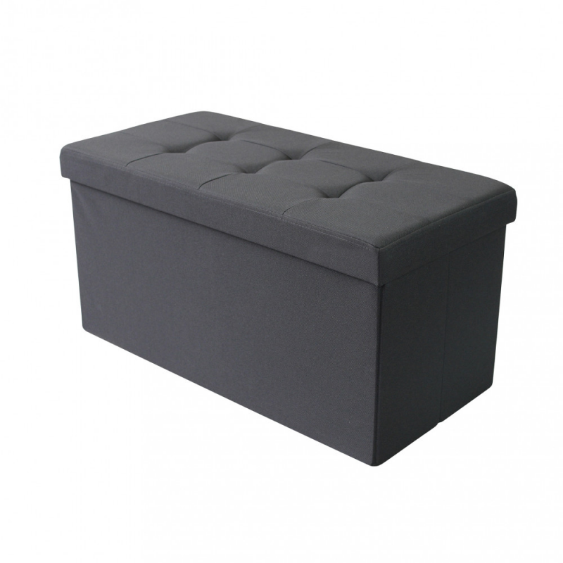 Pouf Contenitore Rettangolare in Stoffa Nero per Casa