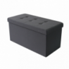 Pouf Contenitore Rettangolare in Stoffa Nero per Casa