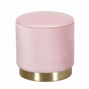 Pouf Contenitore Rotondo in Velluto Rosa per Casa