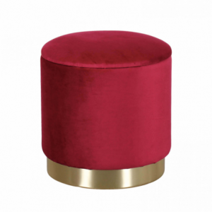 Pouf Contenitore Rotondo in Velluto Bordeaux per Casa