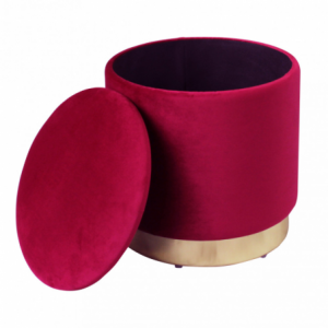 Zoom POUF CONTENITORE ROTONDO IN VELLUTO BORDEAUX